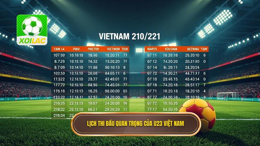 Bảng thông tin các giải đấu quan trọng của U23 Việt Nam